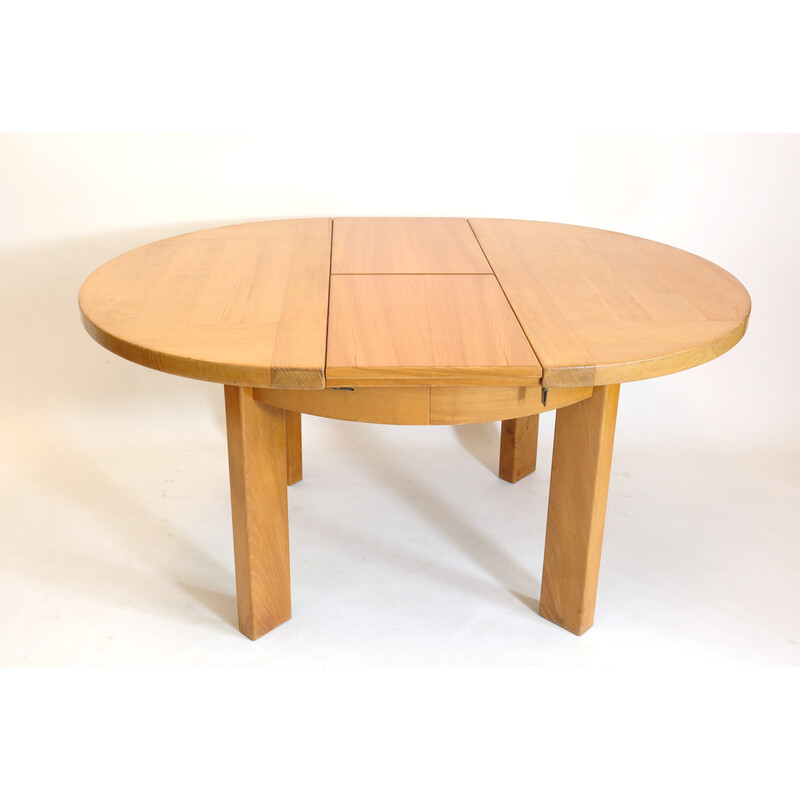 Vintage ronde tafel met één uitschuifblad van Maison Regain, 1970