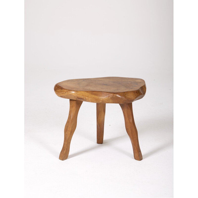 Vintage Brutalist tripod stool, France 1950