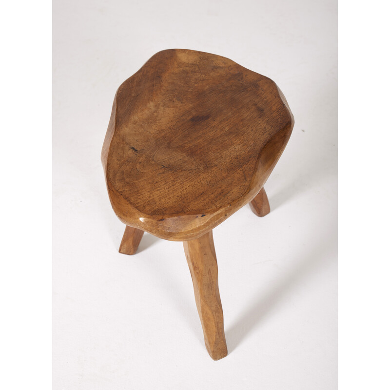 Vintage Brutalist tripod stool, France 1950