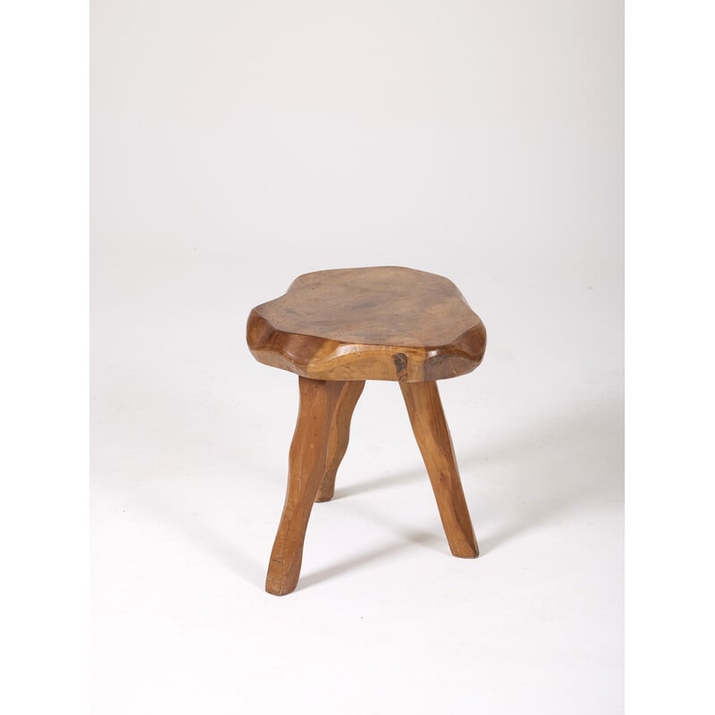 Vintage Brutalist tripod stool, France 1950