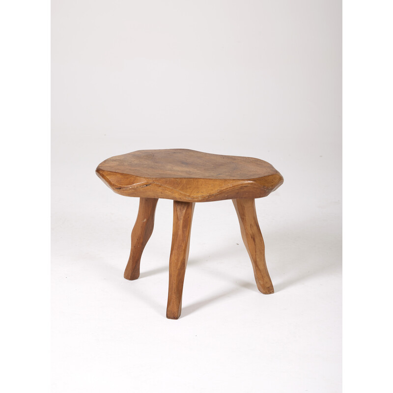 Vintage Brutalist tripod stool, France 1950