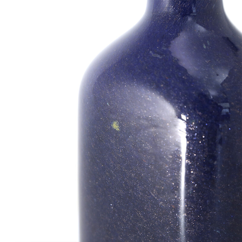 Bottiglia vintage in vetro blu con tappo di Toni Zuccheri per Barovier e Toso, anni '80