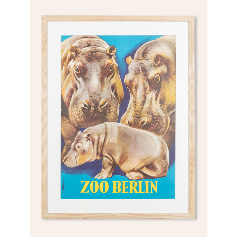 Vintage poster van de Berlijnse dierentuin, jaren 1950