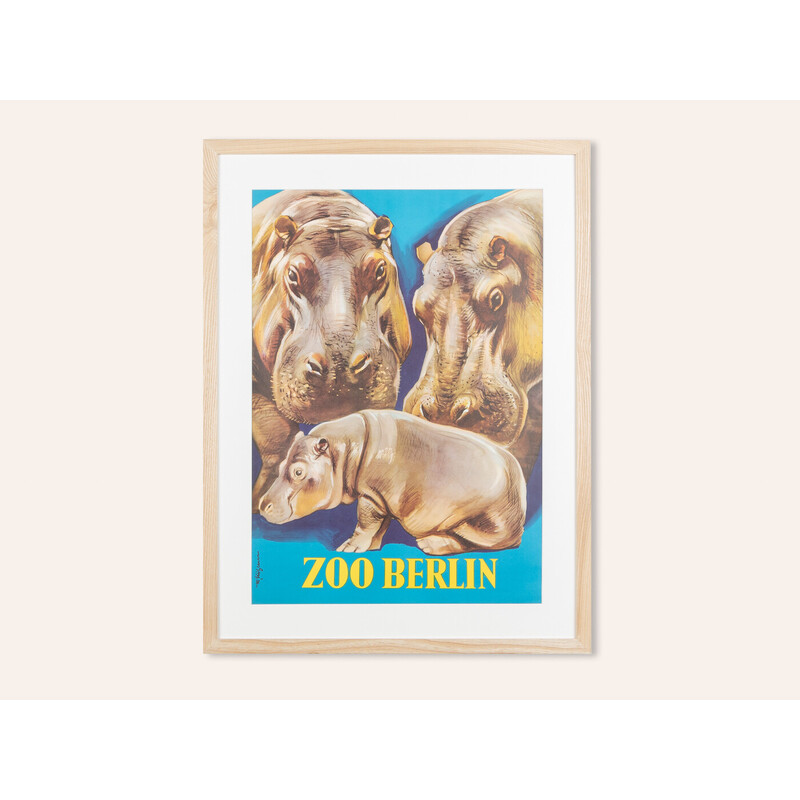 Poster d'epoca dello zoo di Berlino, anni '50