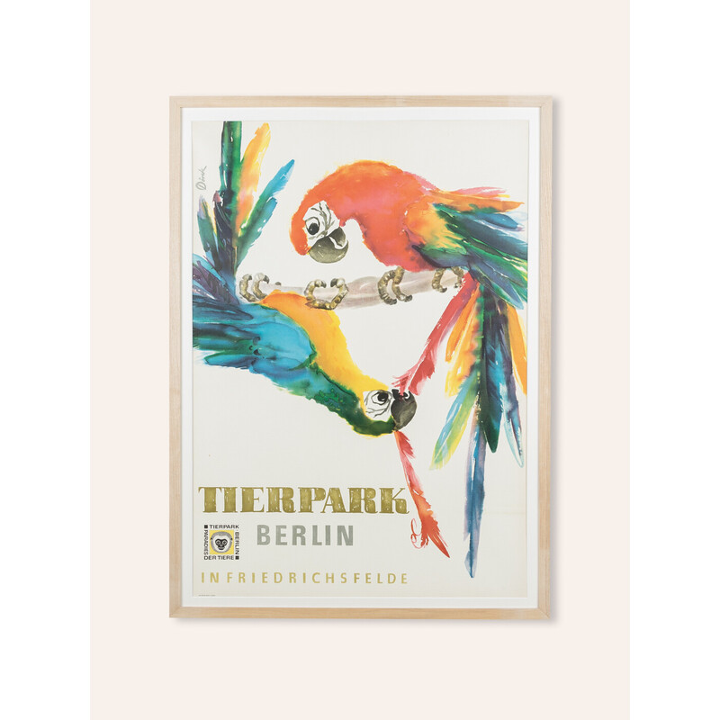 Cartaz Vintage do Parque de Vida Selvagem de Berlim, década de 1970
