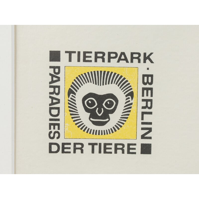 Vintage poster van het Wildpark in Berlijn, jaren 1970