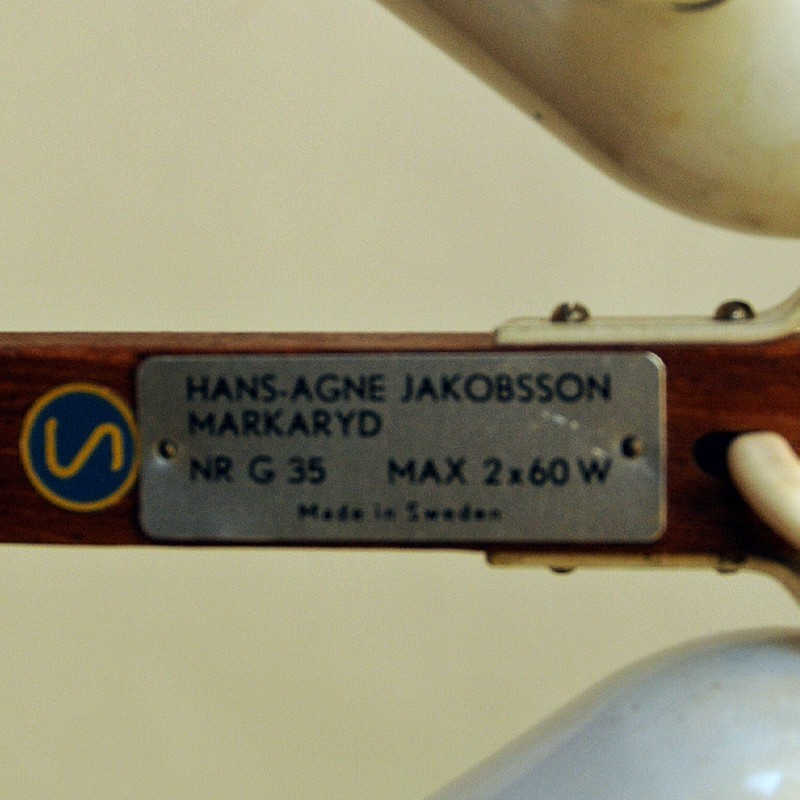 Lampadaire vintage mod G35 en teck et fer par Hans-Agne Jakobsson pour Markaryd, Suède 1960