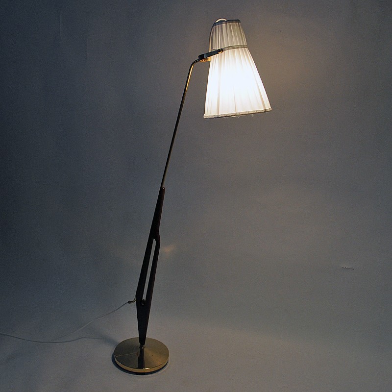 Schwedische Stehlampe aus Messing und Teakholz von Hans Bergström für Asea, 1950er Jahre
