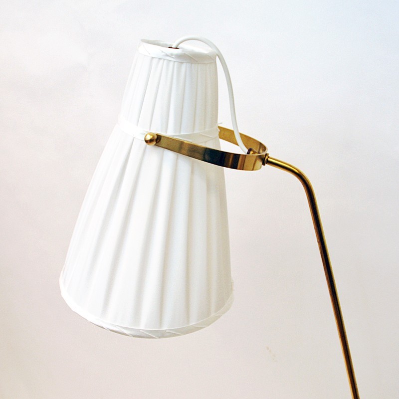 Swedish vintage brass and teak floor lamp by Hans Bergström for Asea, 1950s