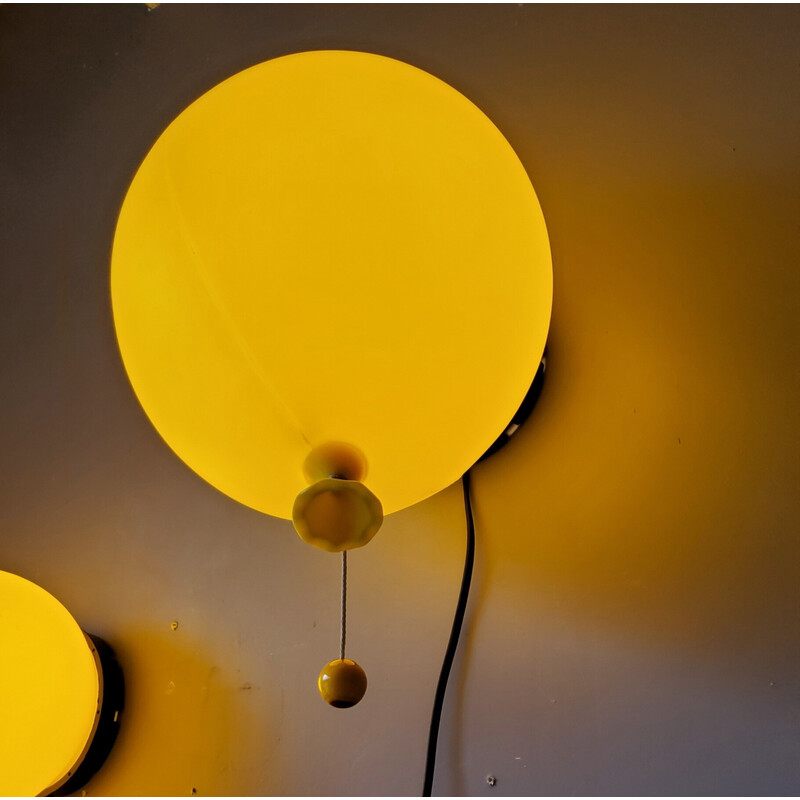 Pair of vintage Bilumen balloon wall lamps by Yves Chritin, Italy 1970