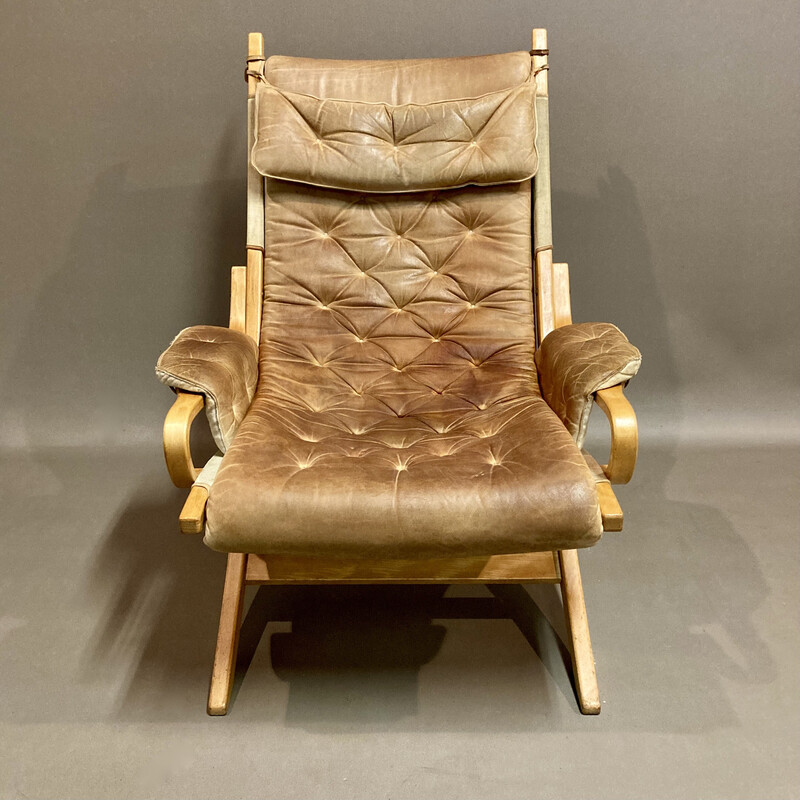 Scandinavian vintage leather armchair, 1960