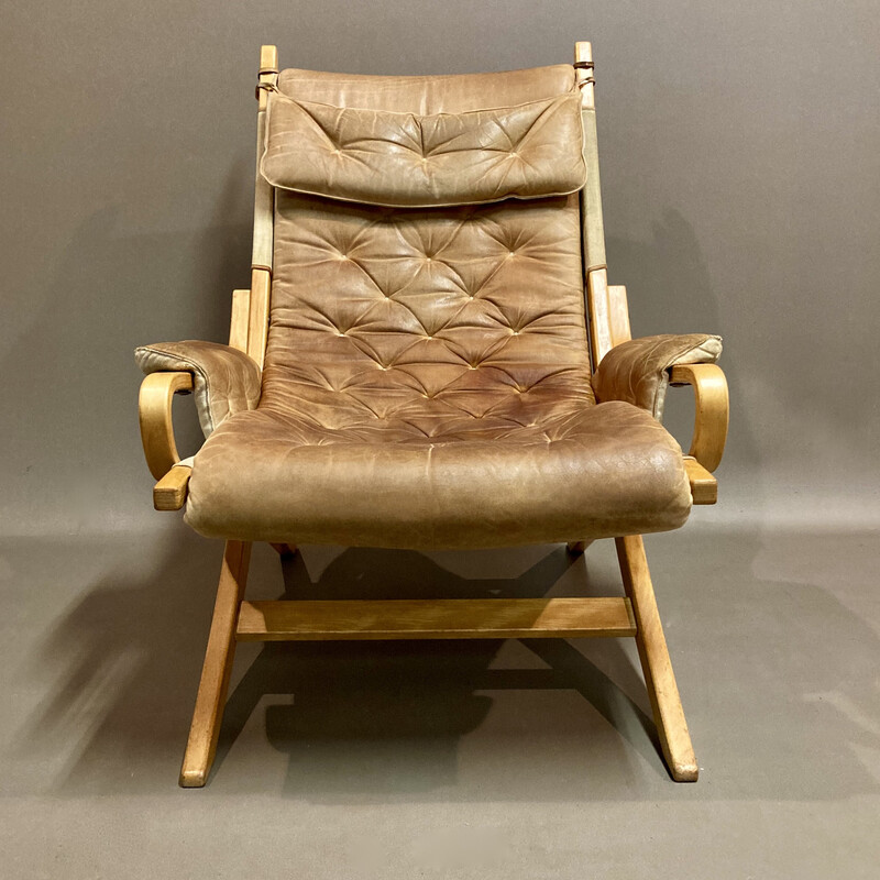 Scandinavische vintage lederen fauteuil, 1960