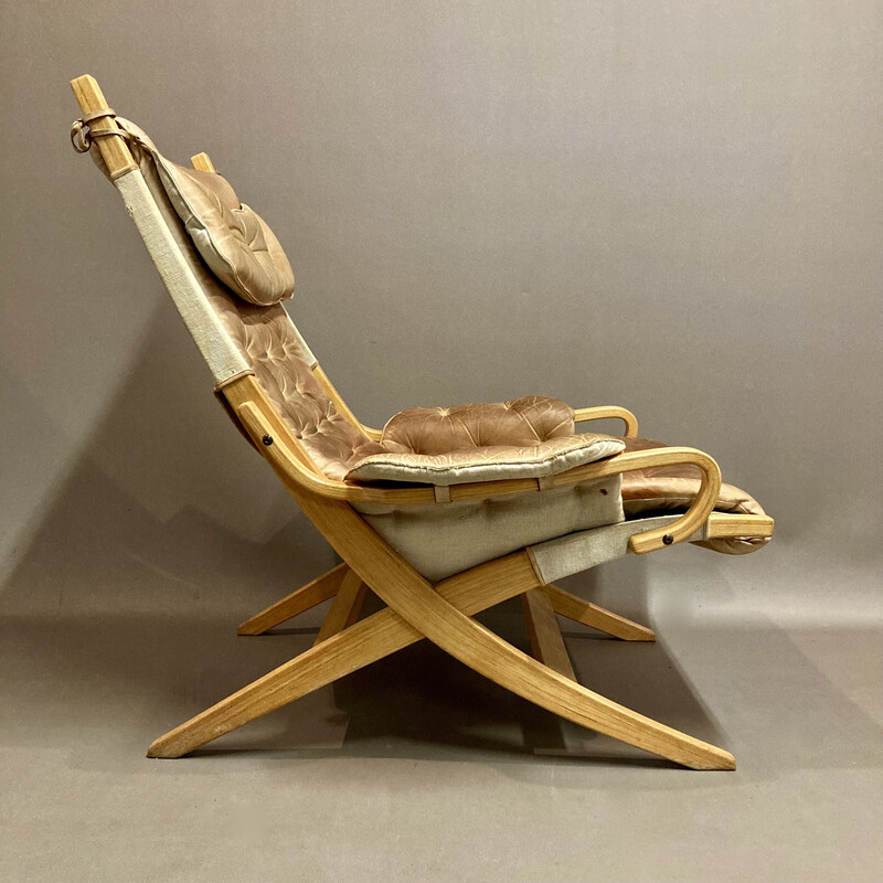Scandinavische vintage lederen fauteuil, 1960