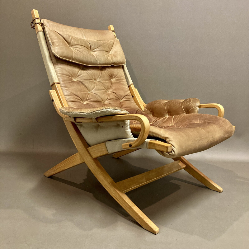 Scandinavische vintage lederen fauteuil, 1960