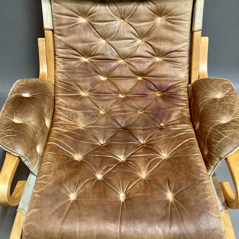 Scandinavische vintage lederen fauteuil, 1960