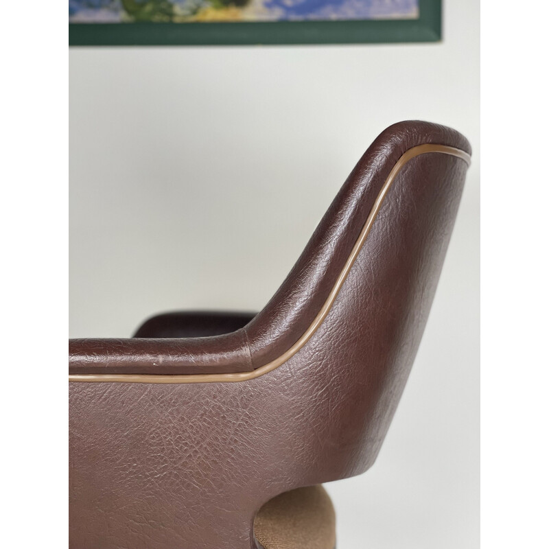 Fauteuil vintage Kilta en cuir et tissu marron par Olli Mannermaa, 1960