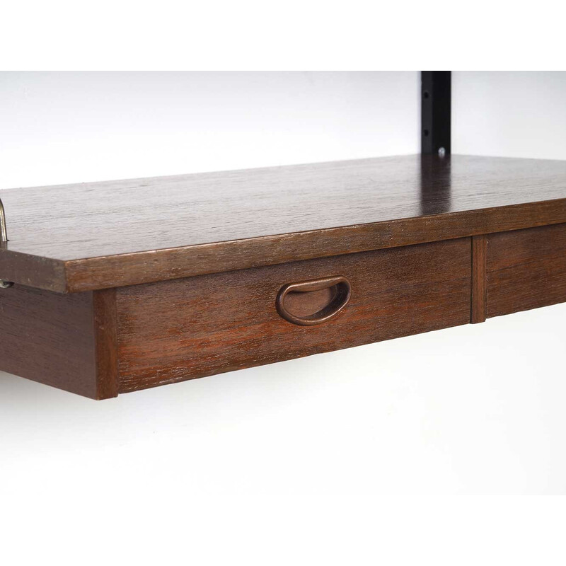 Deens vintage wandsysteem met bureau, laden en planken