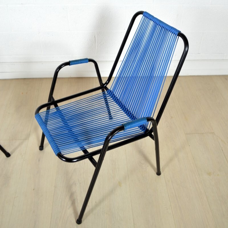 Metal and scoubidou chair - 1950s