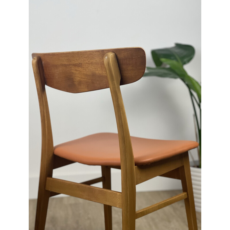 Set of 4 vintage Farstrup Danish teak and leatherette chairs