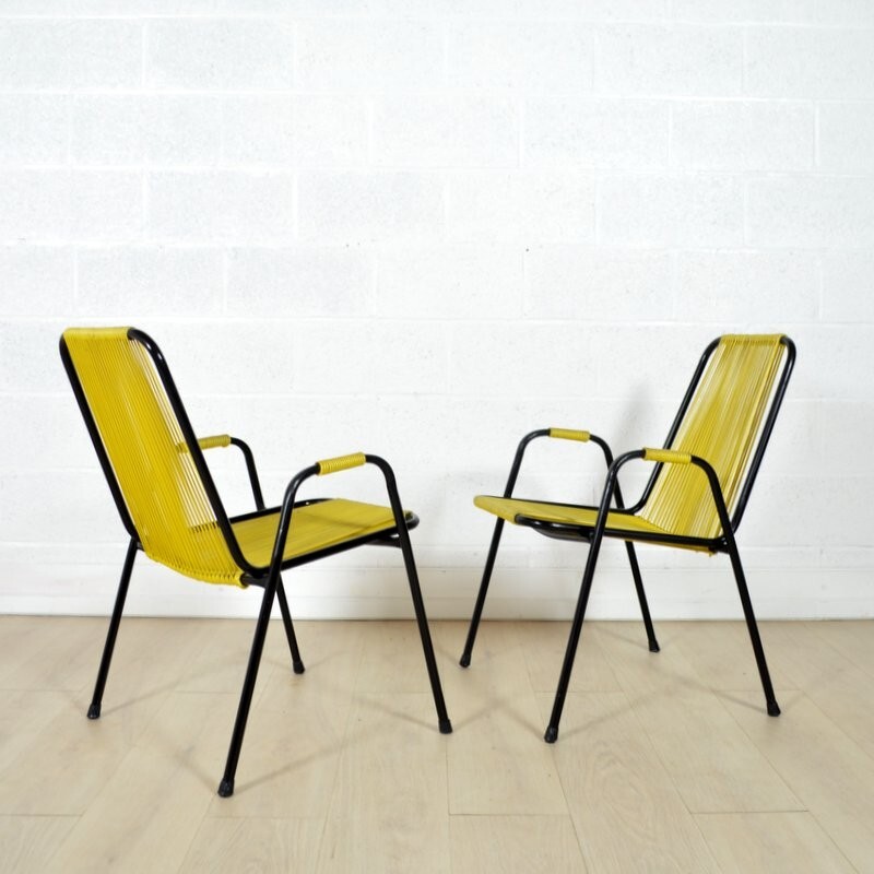 Metal and scoubidou chair - 1950s