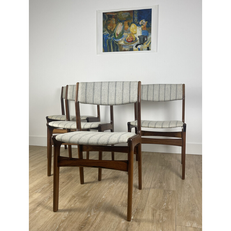 Set of 4 vintage Danish chairs by Erik Buch