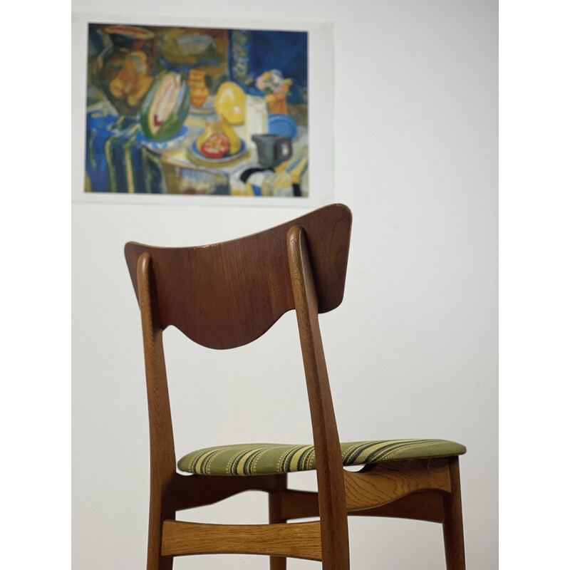 Set aus 4 dänischen Vintage-Stühlen aus Teakholz und Stoff