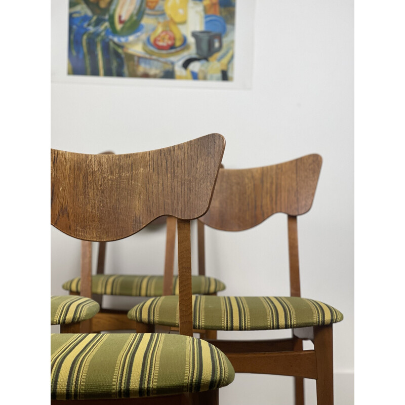 Set of 4 vintage teak and fabric danish chairs