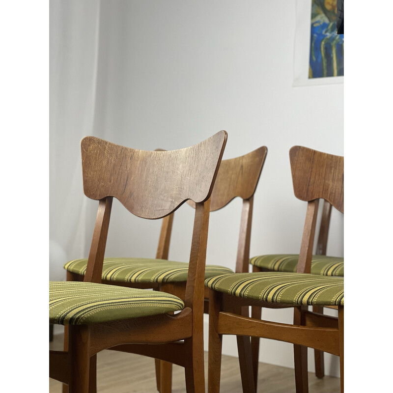 Set di 4 sedie danese vintage in teak e tessuto