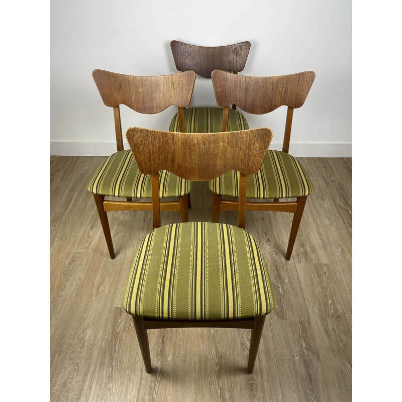 Lot de 4 chaises danoises vintage en teck et tissu