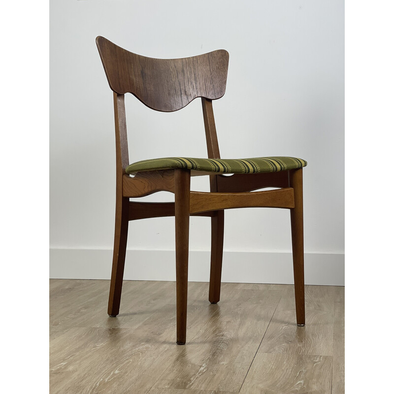 Conjunto de 4 cadeiras de teca vintage e tecido dinamarquês