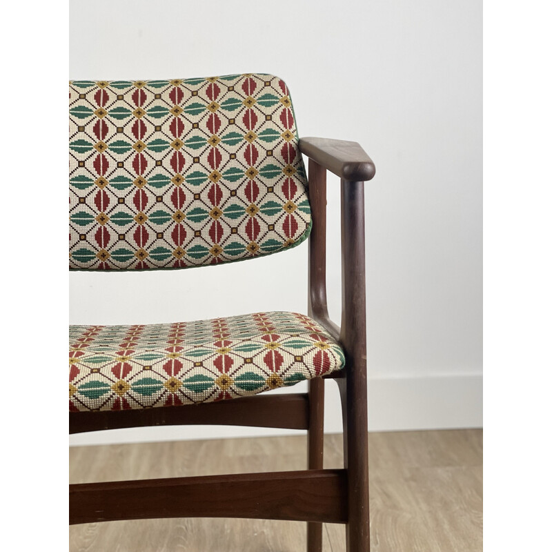 Vintage teak and fabric armchair by Arne Vodder