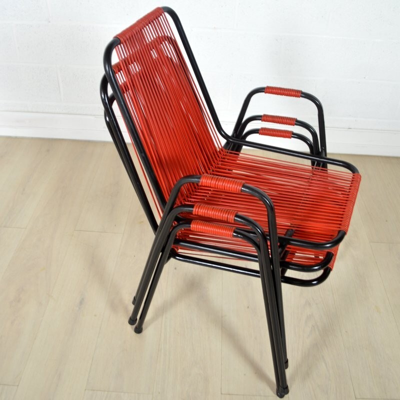 Metal and scoubidou chair - 1950s