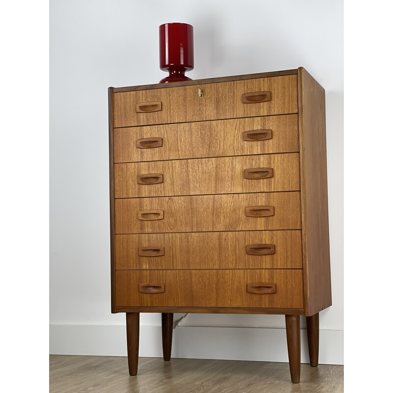 Vintage teak chest of drawers with 6 drawers