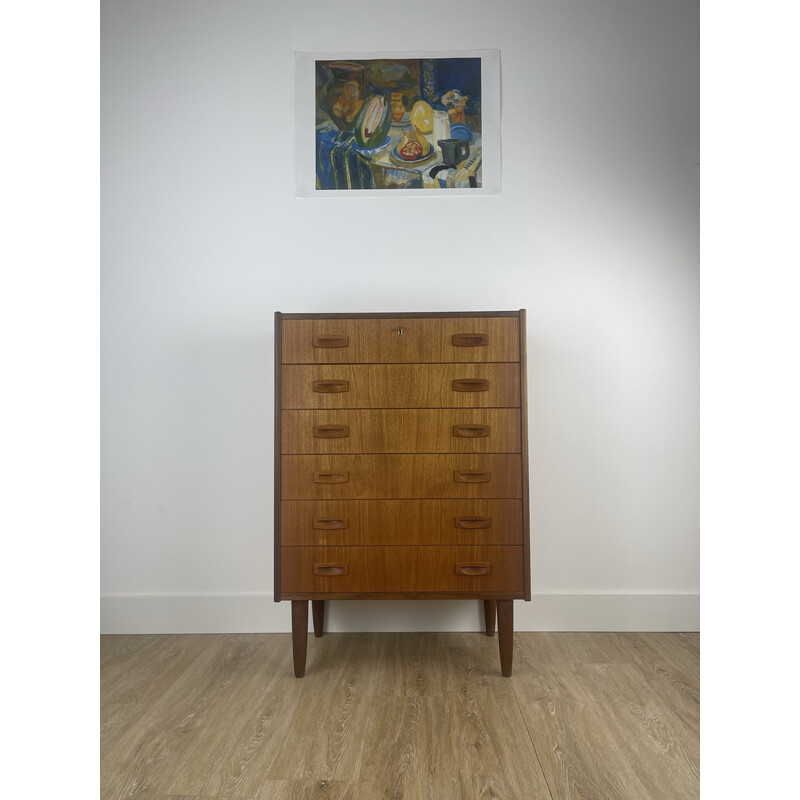 Vintage teak chest of drawers with 6 drawers