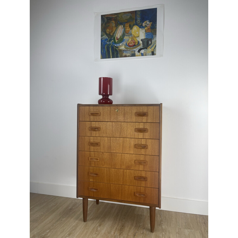 Vintage teak chest of drawers with 6 drawers