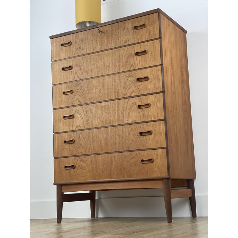 Cassettone scandinavo in teak a 6 cassetti