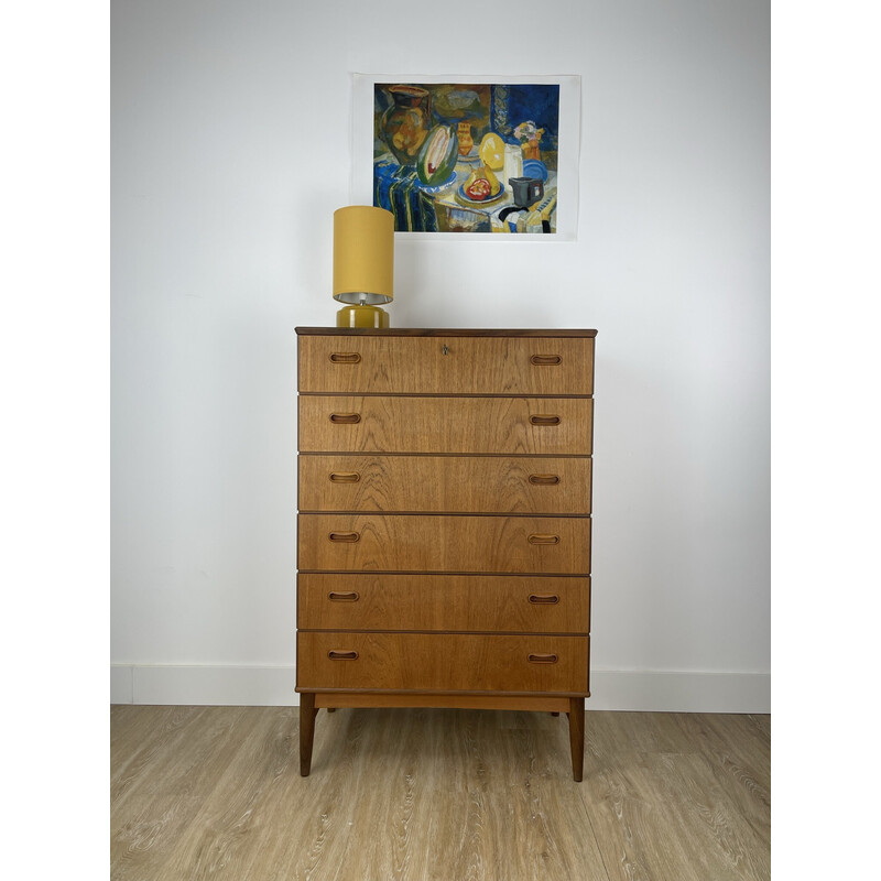 Cassettone scandinavo in teak a 6 cassetti