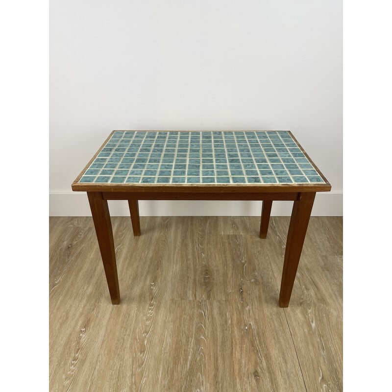 Vintage mosaic and teak side table