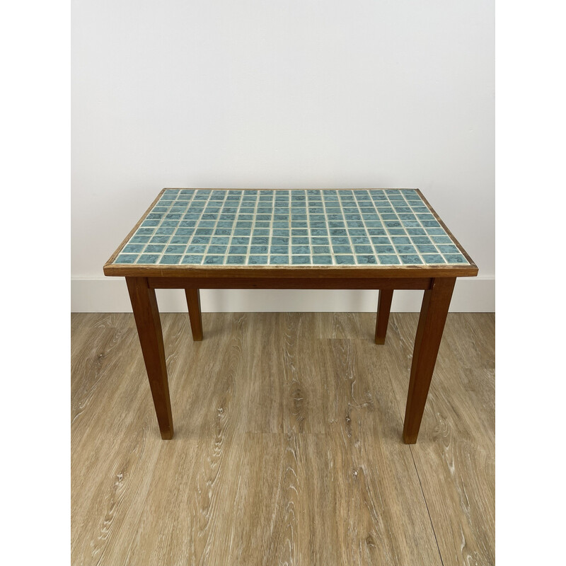 Vintage mosaic and teak side table