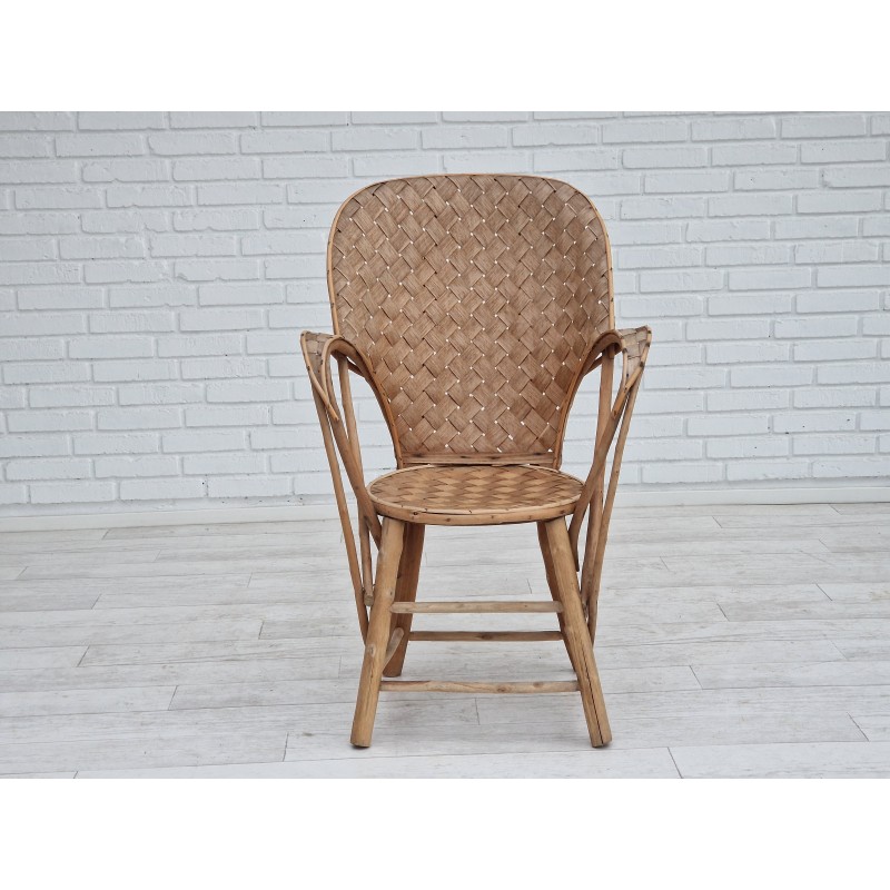 Vintage "Le Corbusier" armchair for Pascal Raffier Vannerie, France 1960s