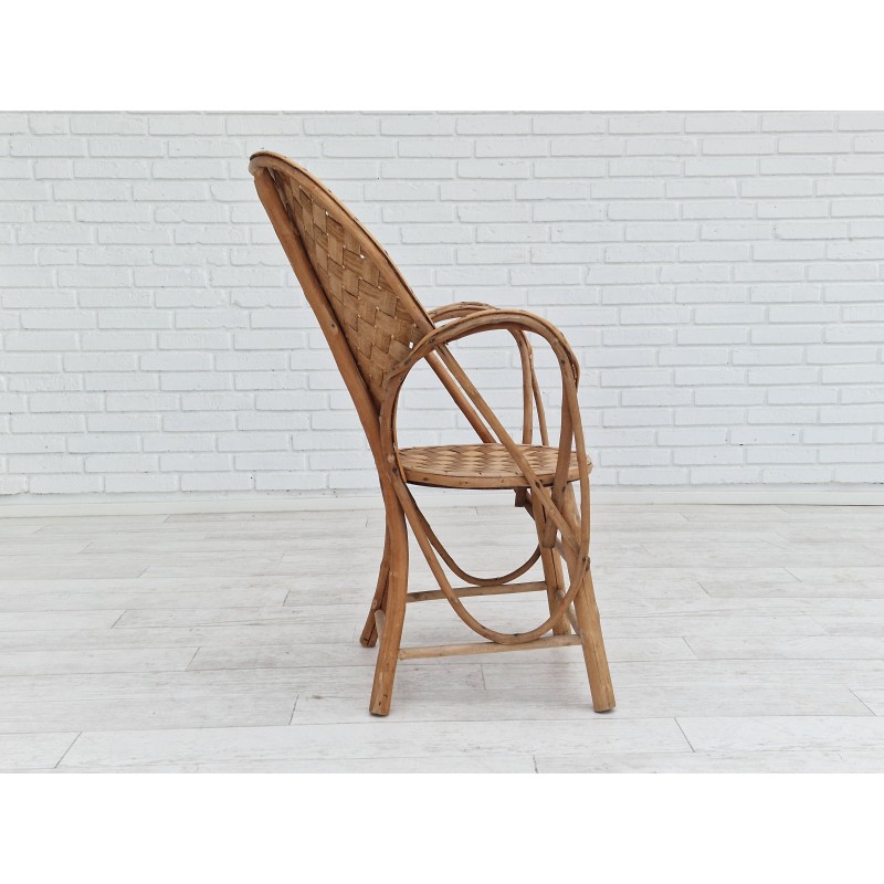 Vintage "Le Corbusier" armchair for Pascal Raffier Vannerie, France 1960s