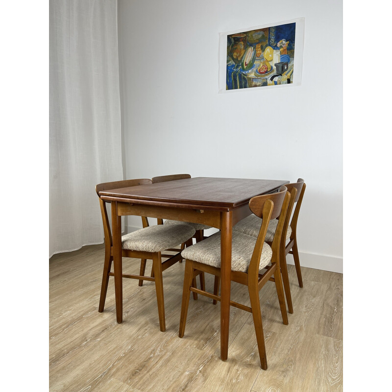 Scandinavian vintage teak table with two extensions, 1960