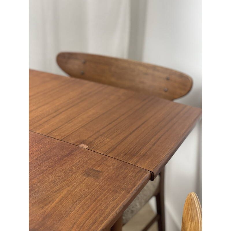 Scandinavian vintage teak table with two extensions, 1960