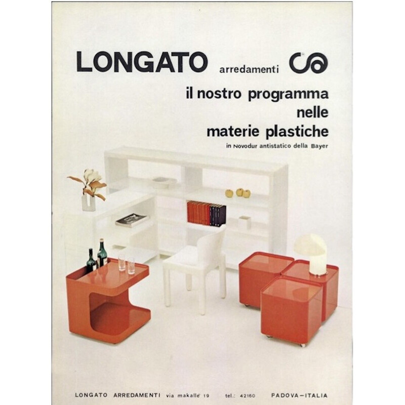 Banco de plástico vintage de Marcello Siard para Longato, década de 1960