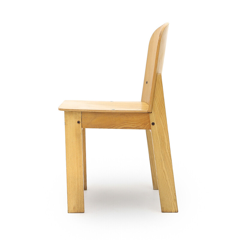 Vintage wooden chair by Luca Meda for Longoni, 1970s