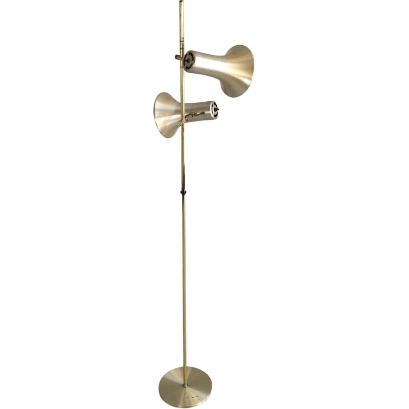 Vintage Brass Finished Spotlight Floor Lamp - 1970s