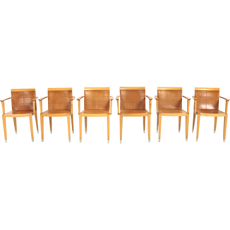 Set of 6 vintage Italian Aro chairs by Chi Wing Lo for Giorgetti, 1990s