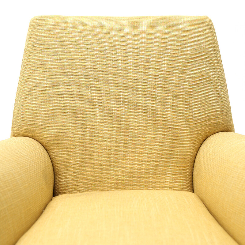 Vintage armchair with upholstered in yellow fabric, 1950s