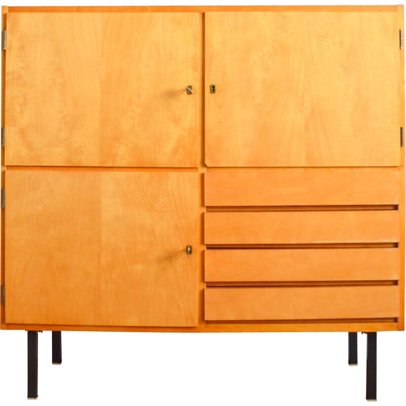 Vintage storage cabinet in lacquered birch veneer, 1950-1960