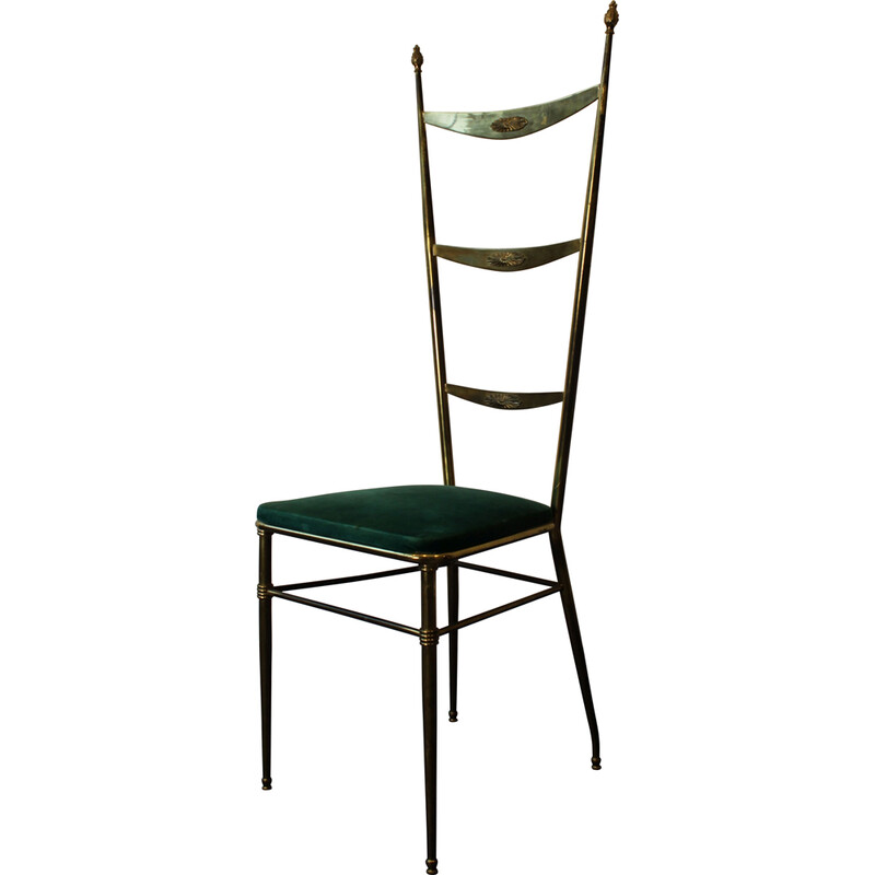 Cadeira de costas altas Vintage Chiavari de Gaetano Descalzi, Itália 1950